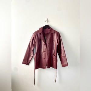 Vintage Maroon Leather Jacket Size M